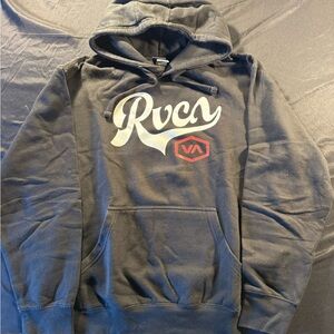 RVCA Men's Charcoal Hoodie with Logo